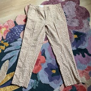 Pastel pink tan leopard print pants Anthropologie size 30